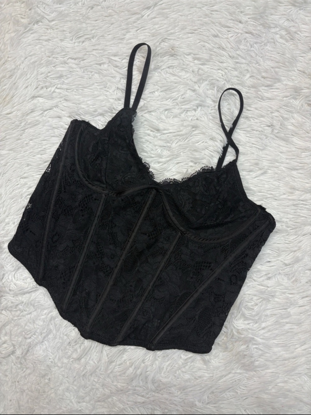 La hearts Black Lace Bustier Cami Top